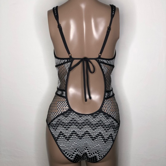 BECCA Reveal Plunge Crochet Back Tie Swimsuit - Picture 3 of 3
